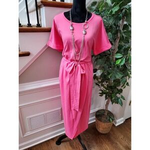 Eloquii Women's Pink Cotton Round Neck Short Sleeve Knee Length Dress Size 16